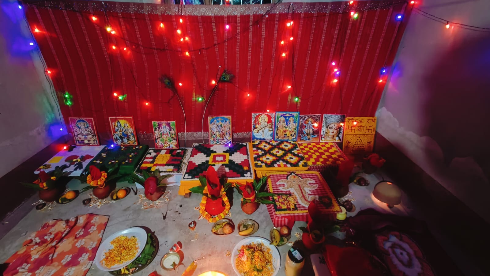 Kalash and mango leaves decorated at the entrance for Griha Pravesh in Bangalore
